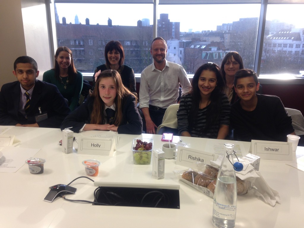 Abdul, Holly, Rishika and Ishwar meet PHE's leaders on young people’s health. Photo copyright Public Health England. Used under Crown Copyright